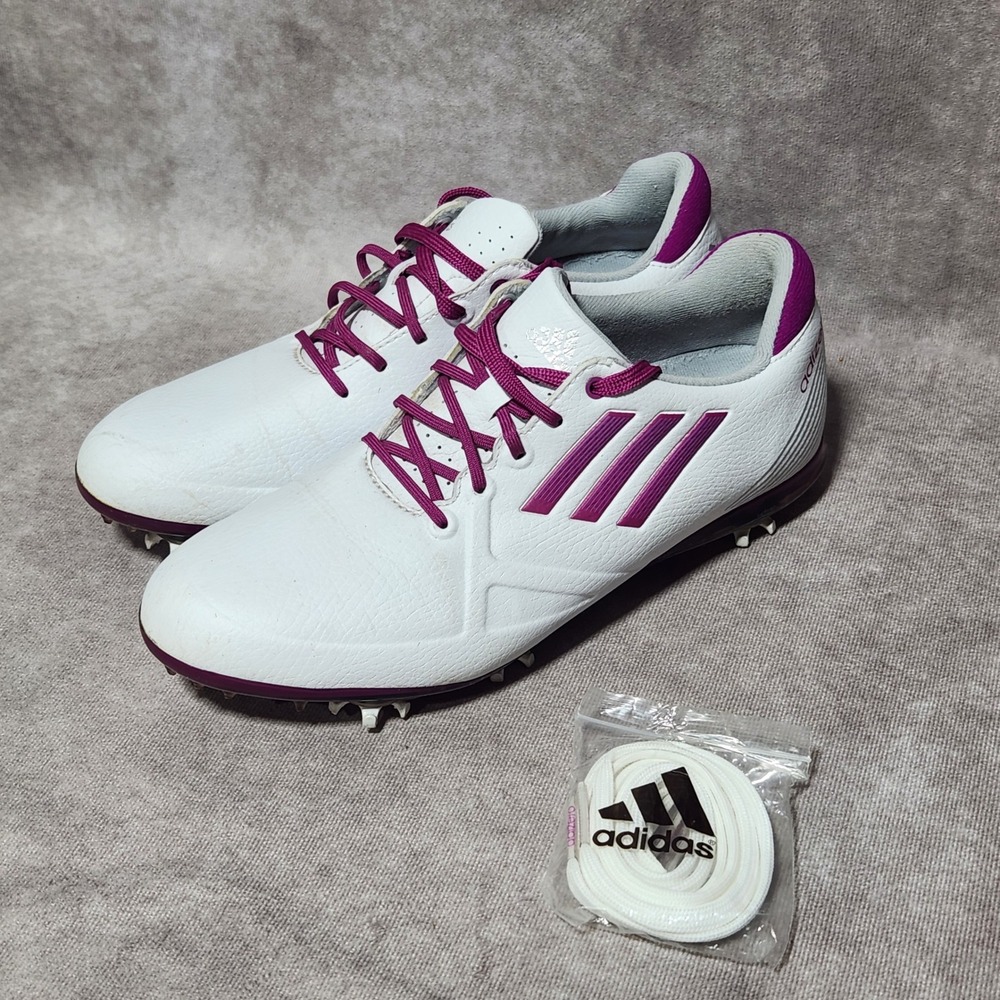 Adidas Adizero Sprintweb Golf Shoes White Purple fuschia Athletic Spikes sz 6.5